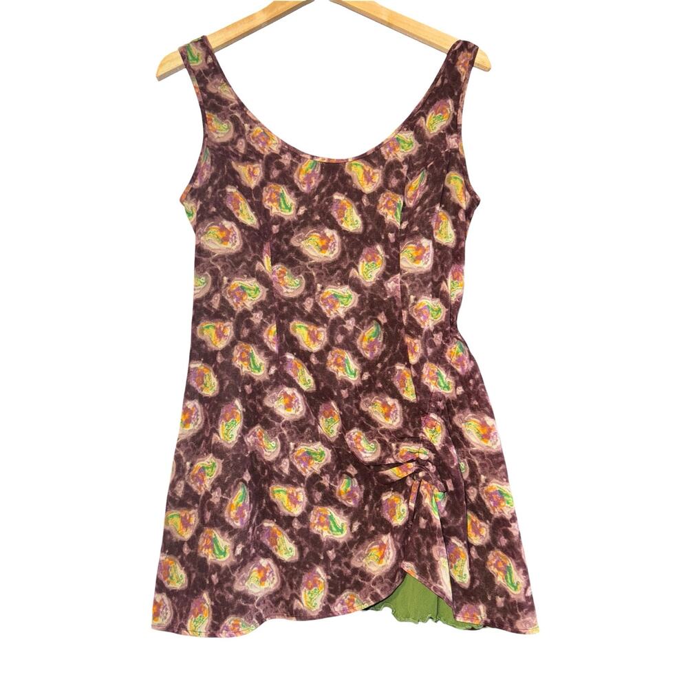 Vintage Plein Y2K Sud Abstract Flower Mini Dress Sz 6 /Euro 8 Lettuce Hem Fairy